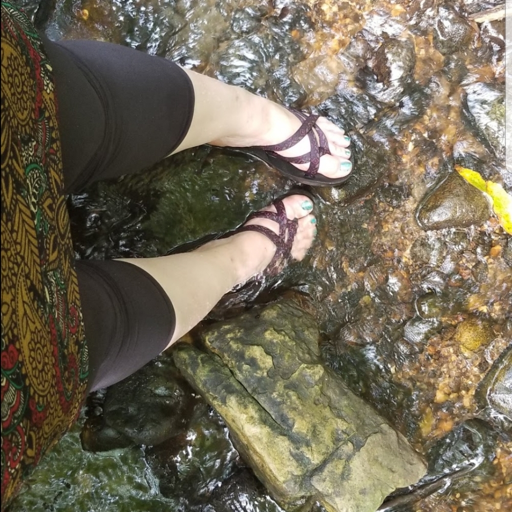 Trashed Teva Mush Wedges w/ Deep Toe Impressions